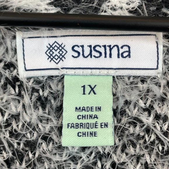 Susina | zebra print eyelash open cardigan | 1X - Picture 11 of 14